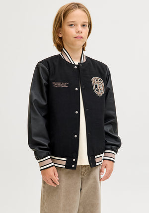 Jack & Jones Boy Long Sleeve Bomber Jacket, Black