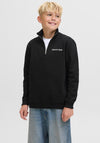 Jack & Jones Boys Norre Quarter Zip Sweater, Black