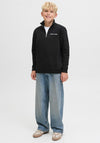 Jack & Jones Boys Norre Quarter Zip Sweater, Black