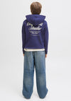 Jack & Jones Boy Typo Back Print Long Sleeve Hoodie, Navy