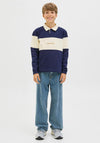 Jack & Jones Boy Norrebro Long Sleeve Polo Sweater, Navy