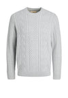Jack & Jones Sean Cable Knit Jumper, Light Grey