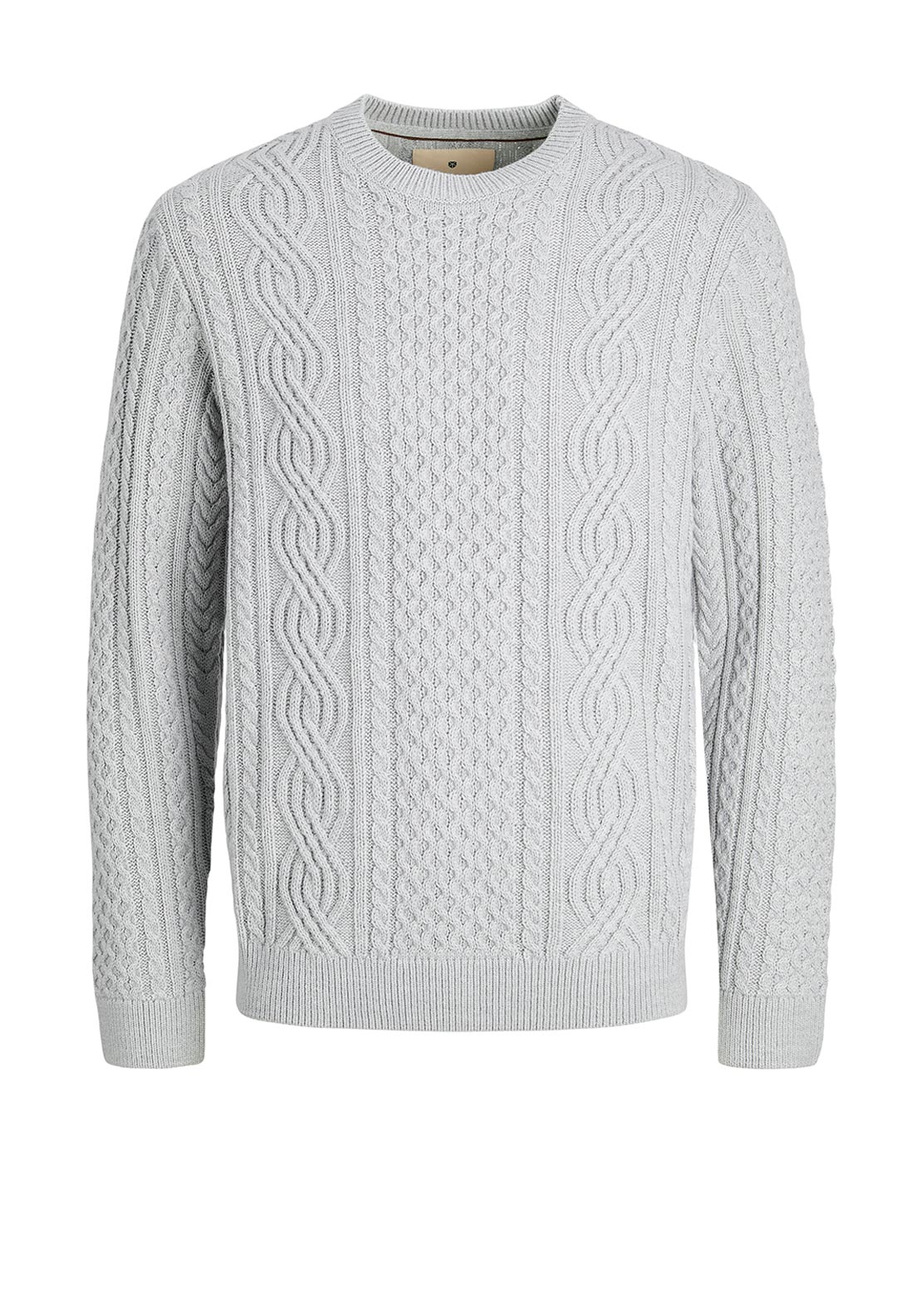 Jack & Jones Sean Cable Knit Jumper, Light Grey