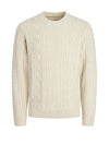 Jack & Jones Sean Cable Knit Jumper, Cream