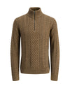 Jack & Jones Sean Cable Knit Half Zip Jumper, Brown