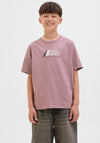 Jack & Jones Boy Tier Front Print Short Sleeve Tee, Wine
