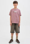 Jack & Jones Boy Tier Front Print Short Sleeve Tee, Wine