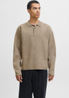 Jack & Jones Bradfort Knit Polo Shirt, Dark Beige