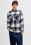 Jack & Jones Ayle Check Overshirt, Dark Navy Melange