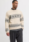 Jack & Jones Max Fairisle Knit Crew Neck Jumper, Beige
