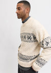 Jack & Jones Max Fairisle Knit Crew Neck Jumper, Beige