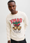 Jack & Jones Holiday Knit Crew Neck Sweater, Cream