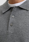 Jack & Jones Bradfort Knit Polo Shirt, Grey Melange
