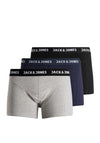 Jack & Jones Anthony 3 Pack Cotton Stretch Trunks, Black Multi