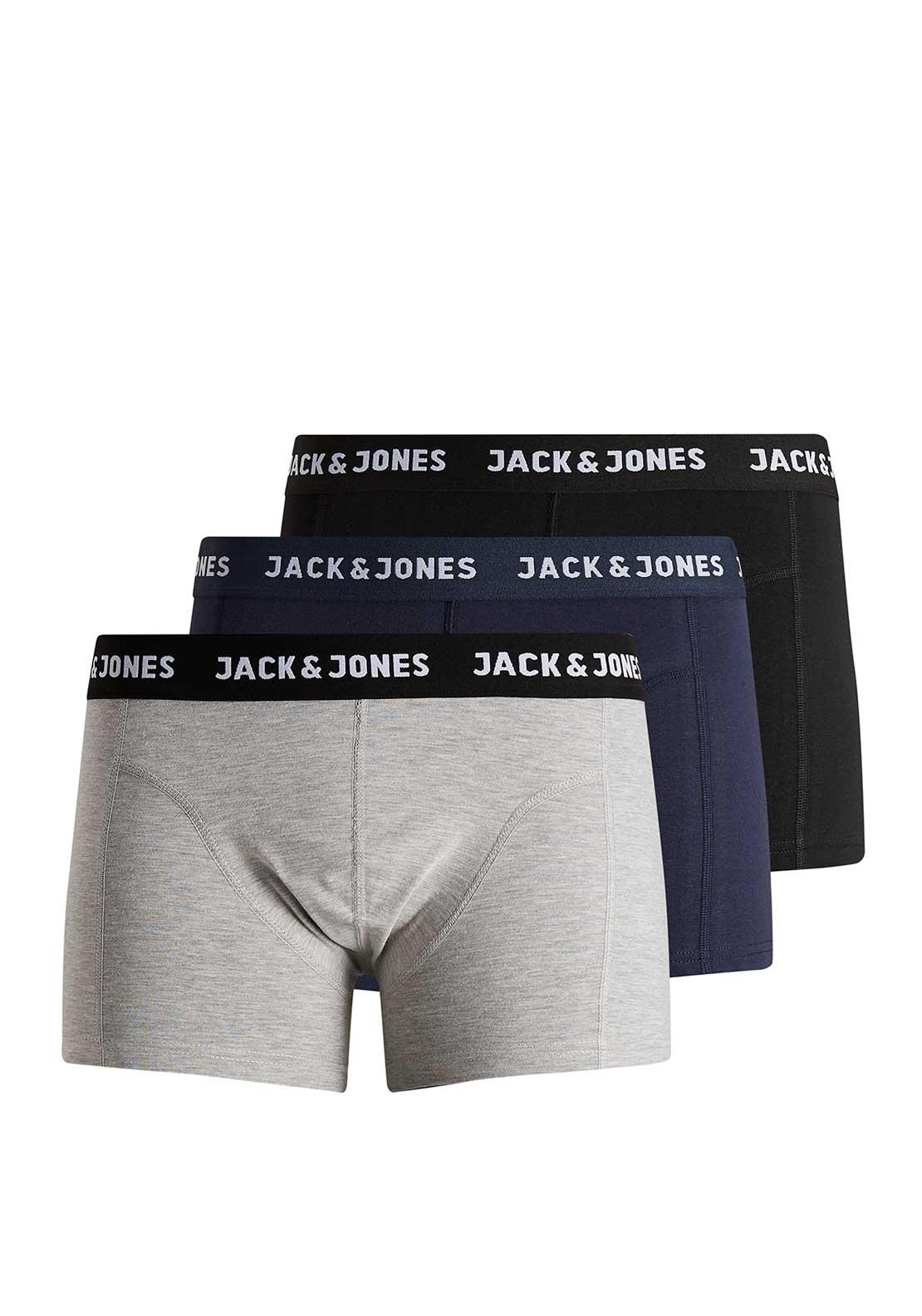 Jack & Jones Anthony 3 Pack Cotton Stretch Trunks, Black Multi