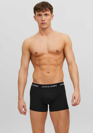 Jack & Jones Anthony 3 Pack Cotton Stretch Trunks, Black Multi