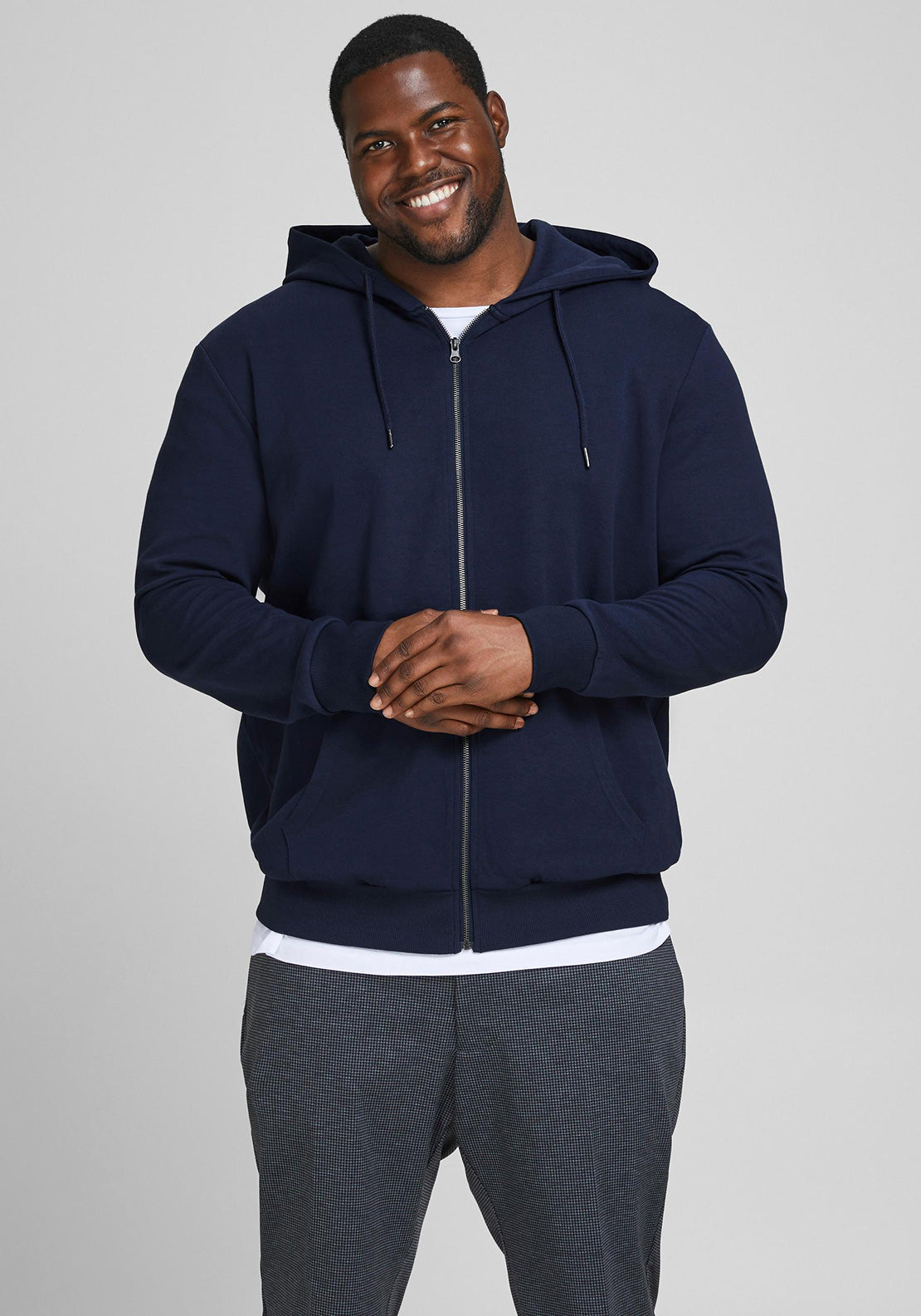 Jack & Jones + Fit Basic Full Zip Hoodie, Navy Blazer
