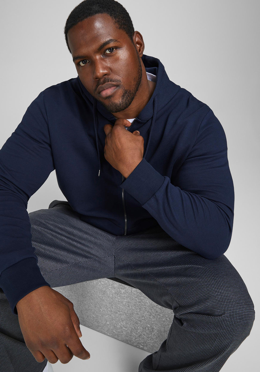 Jack & Jones + Fit Basic Full Zip Hoodie, Navy Blazer