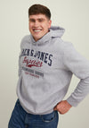 Jack & Jones + Fit Logo Hoodie, Light Grey Melange