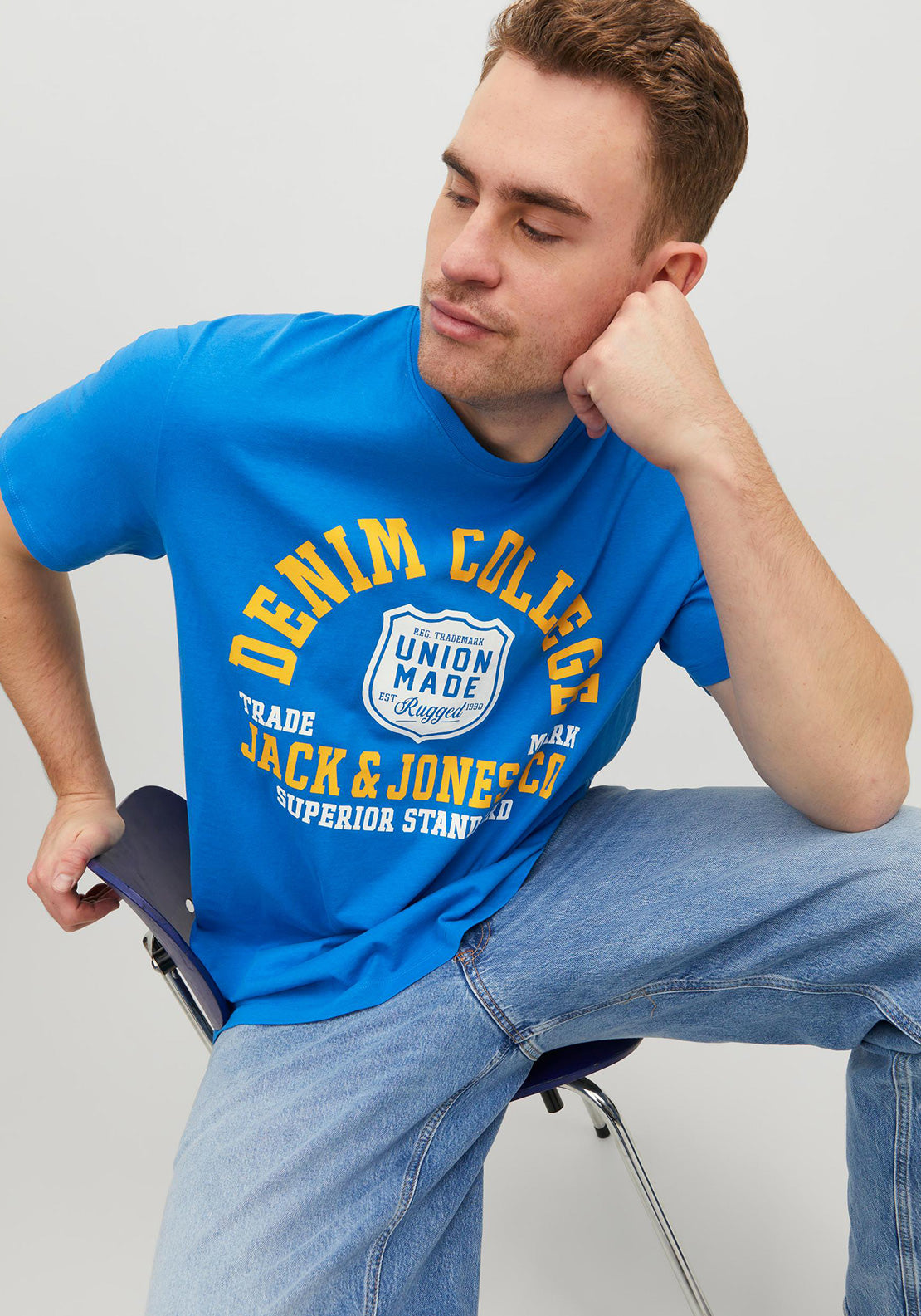 Jack & Jones + Fit Logo T-Shirt, French Blue