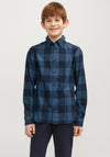 Jack & Jones Boys Gingham Twill Long Sleeve Shirt, Ensign Blue