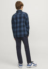Jack & Jones Boys Gingham Twill Long Sleeve Shirt, Ensign Blue