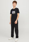Jack & Jones Boys Map Logo Short Sleeve Tee, Black