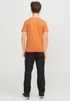 Jack & Jones Boys Map Logo Short Sleeve Tee, Tangerine