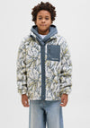 Jack & Jones Boy Vester Print Teddy Jacket, Stormy Weather