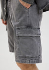 Jack & Jones Alex Cargo Shorts, Grey Denim