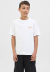 Jack & Jones Boys Summer Picture Short Sleeve Tee, Bright White