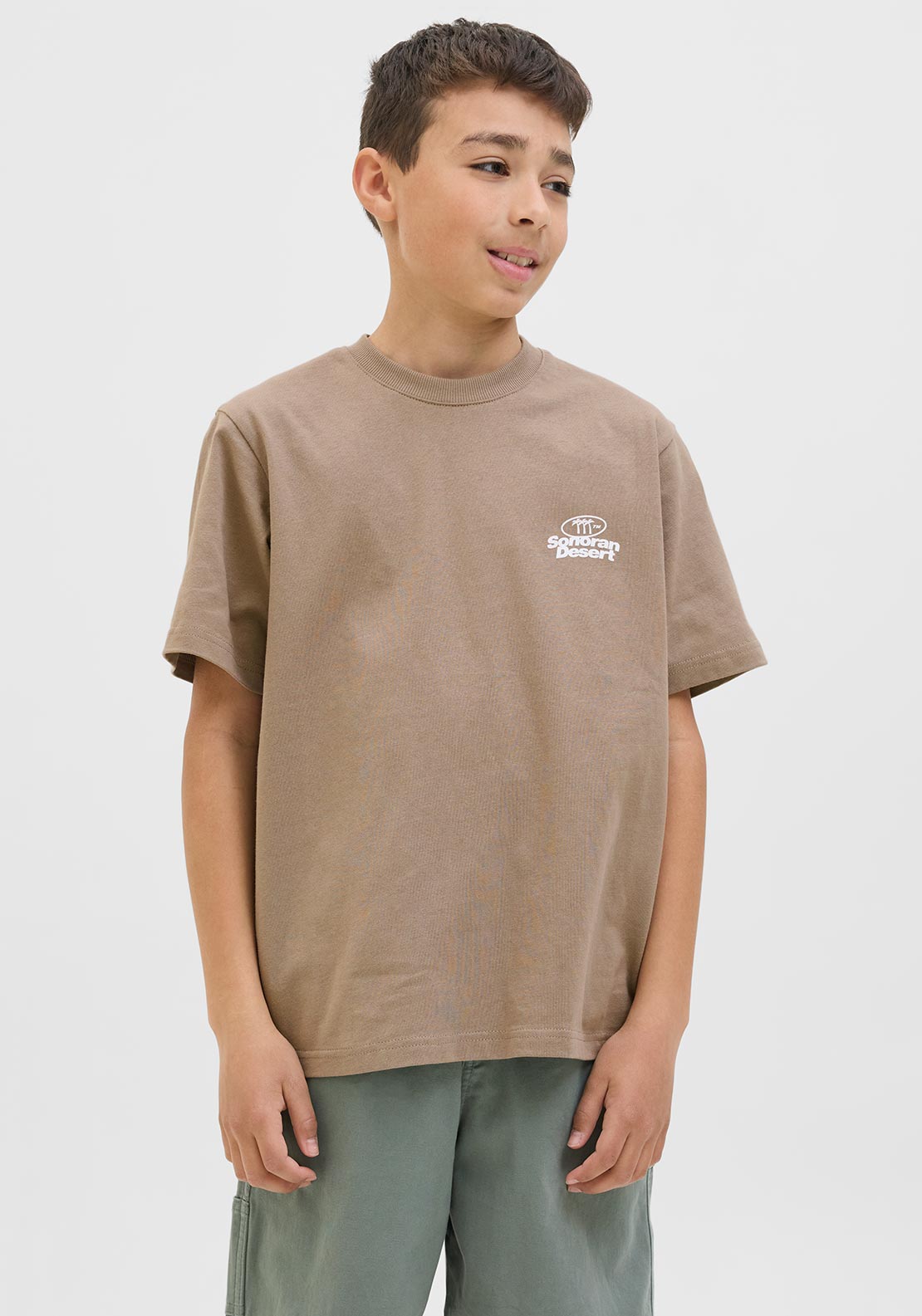 Jack & Jones Core Graphic Short Sleeve Tee, Desert Taupe