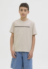 Jack & Jones Boys Fusion Full Branding Short Sleeve Tee, Moonbeam