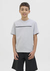 Jack & Jones Boys Fusion Full Branding Short Sleeve Tee, Gray Dawn