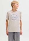 Jack & Jones Boys Logo Short Sleeve Tee, Beige