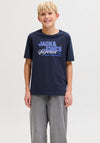 Jack & Jones Boys Logo Short Sleeve Tee, Navy