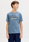 Jack & Jones Boys Logo Short Sleeve Tee, Blue