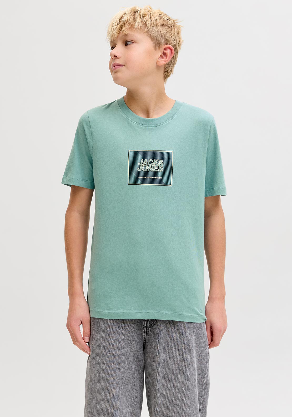 Jack & Jones Boys Rain Short Sleeve Tee, Green