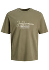 Jack & Jones Boy Splash Branding Short Sleeve Tee, Dusty Olive
