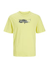 Jack & Jones Boys Summer Print Short Sleeve Tee, Lemon Verbena