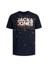 Jack & Jones Mini Boy Splash Short Sleeve Tee, Navy Blazer