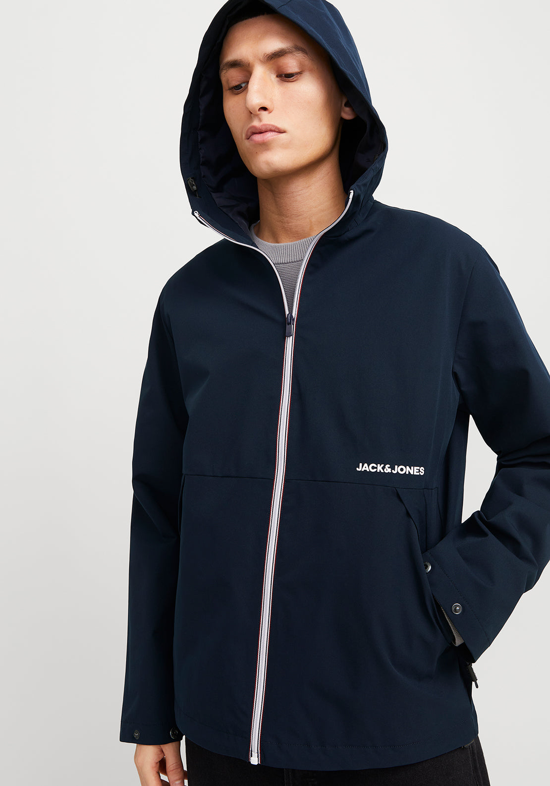 Jack & Jones Adam Water Resistant Hooded Jacket, Navy