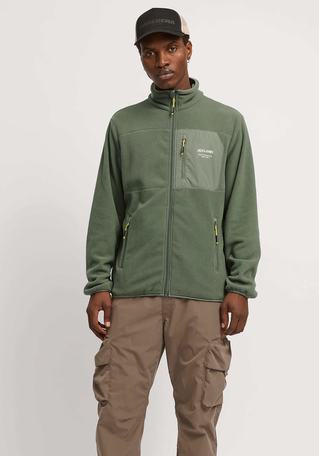 Jack & Jones Theo Full Zip Fleece, Agave Green - McElhinneys