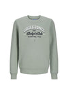 Jack & Jones Boy Logo Long Sleeve Sweater, Iceberg Green