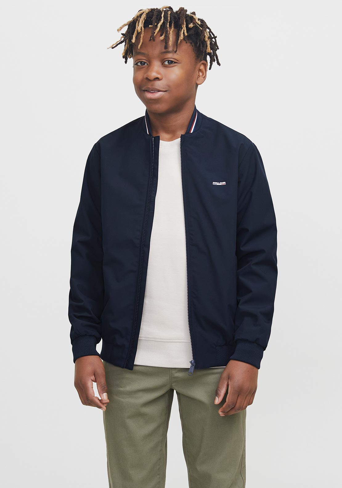 Jack & Jones Boys Long Sleeve Bomber Jacket, Navy