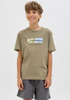 Jack & Jones Boys Frederik Box Script Tee, Silver Sage