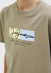 Jack & Jones Boys Frederik Box Script Tee, Silver Sage