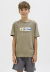 Jack & Jones Boys Frederik Box Script Tee, Silver Sage