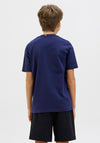 Jack & Jones Boys Frederik Box Script Tee, Ocean Cavern