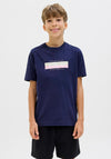 Jack & Jones Boys Frederik Box Script Tee, Ocean Cavern